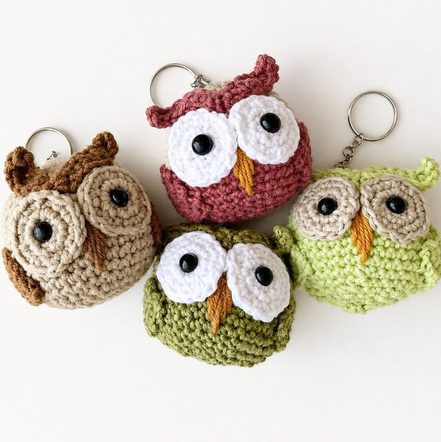 Crochet Owl Key Rings